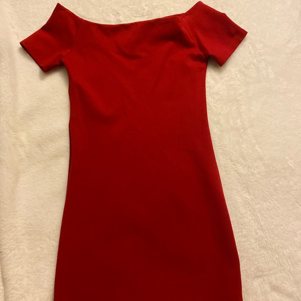 Over the Shoulder Red Dress